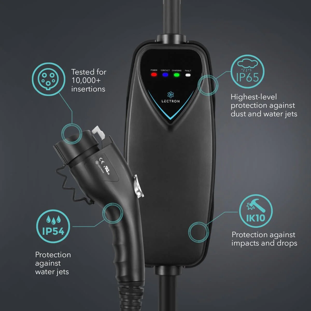 Lectron Portable Level 2 J1772 EV Charger + 48 Amp Tesla to J1772 EV Adapter Bundle| 240V | 40 Amp | NEMA 14-50 | 16 ft Cord - Image 3