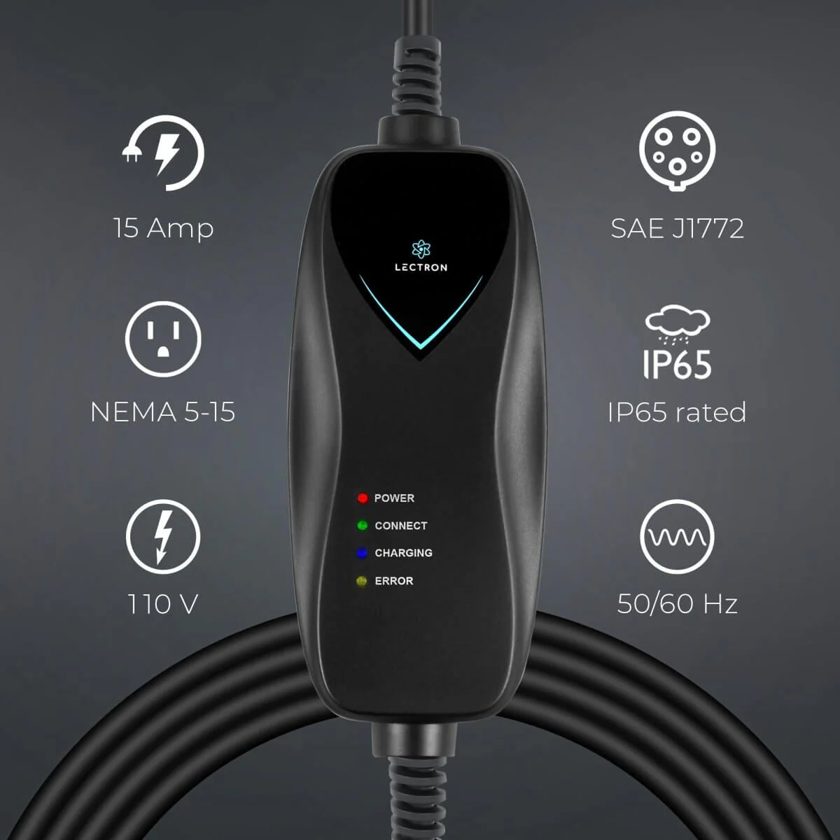 Lectron Portable Level 1 J1772 EV Charger + 48 Amp Tesla to J1772 EV Adapter Bundle | 120V | 15 Amp | NEMA 5-15 - Image 3