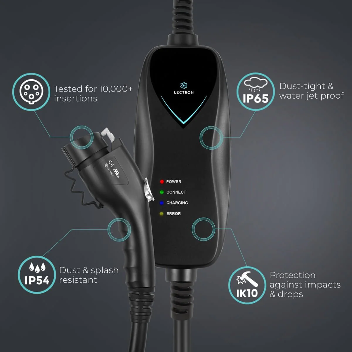 Lectron Portable Level 1 J1772 EV Charger + 48 Amp Tesla to J1772 EV Adapter Bundle | 120V | 15 Amp | NEMA 5-15 - Image 4