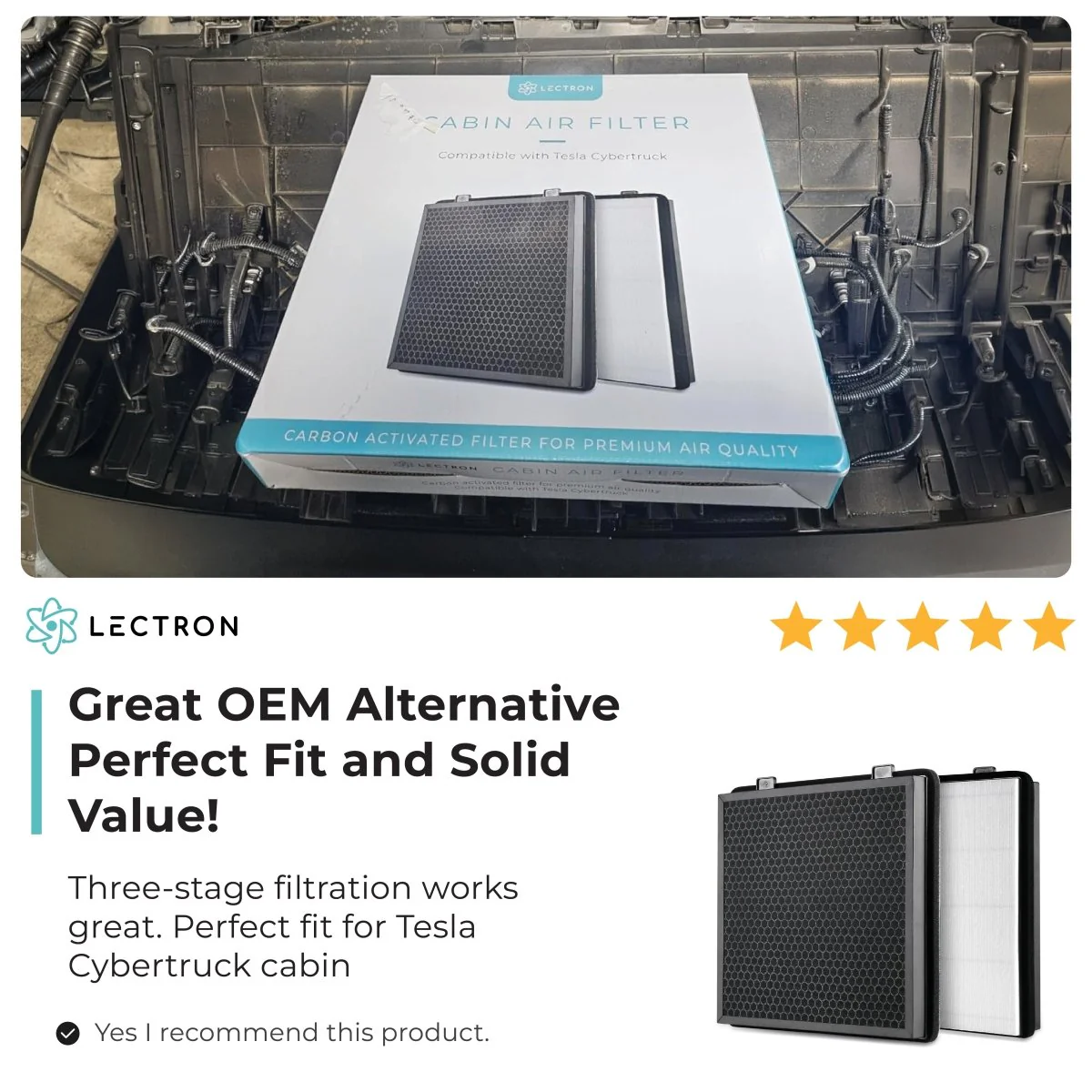 Lectron Cabin Air Filter Replacement for Tesla Model 3/Y (2-pack) & Cybertruck - Image 12