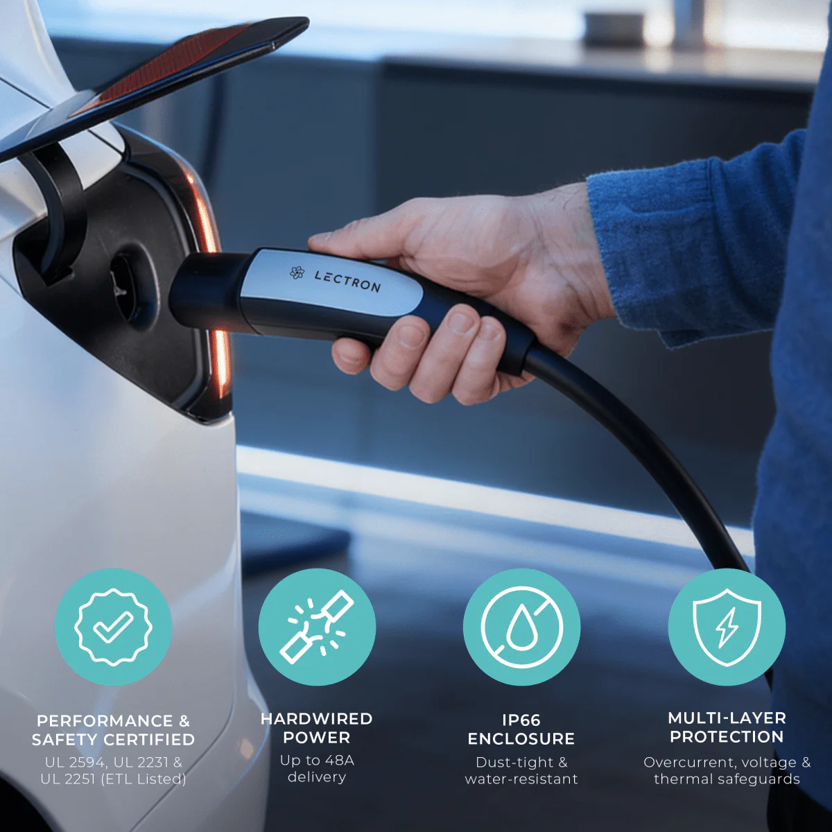 Lectron NACS Tesla NEXUS Level 2 Charging Station (Hardwired Version) | 240V | 48A + CCS to Tesla Adapter 1,000V | 500A - Image 9