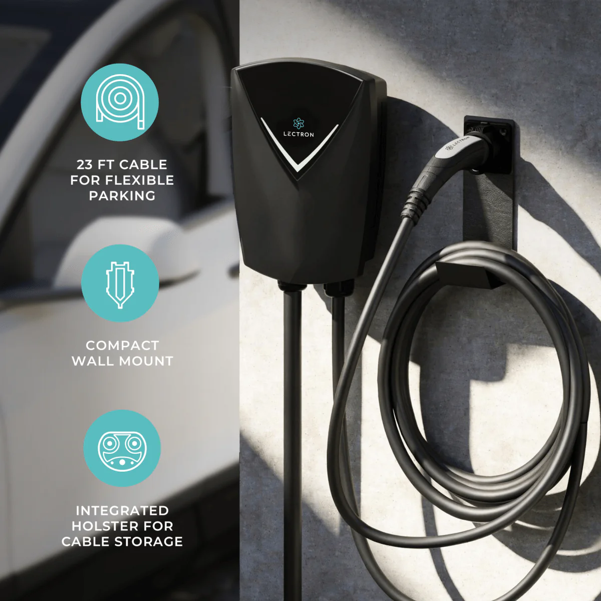 Lectron NEXUS Level 2 NACS Tesla EV Charging Station | 240V | 40 Amp | 23ft Cable & Wall Mount J-Hook & Plug Holder | NEMA 14-50 - Image 6