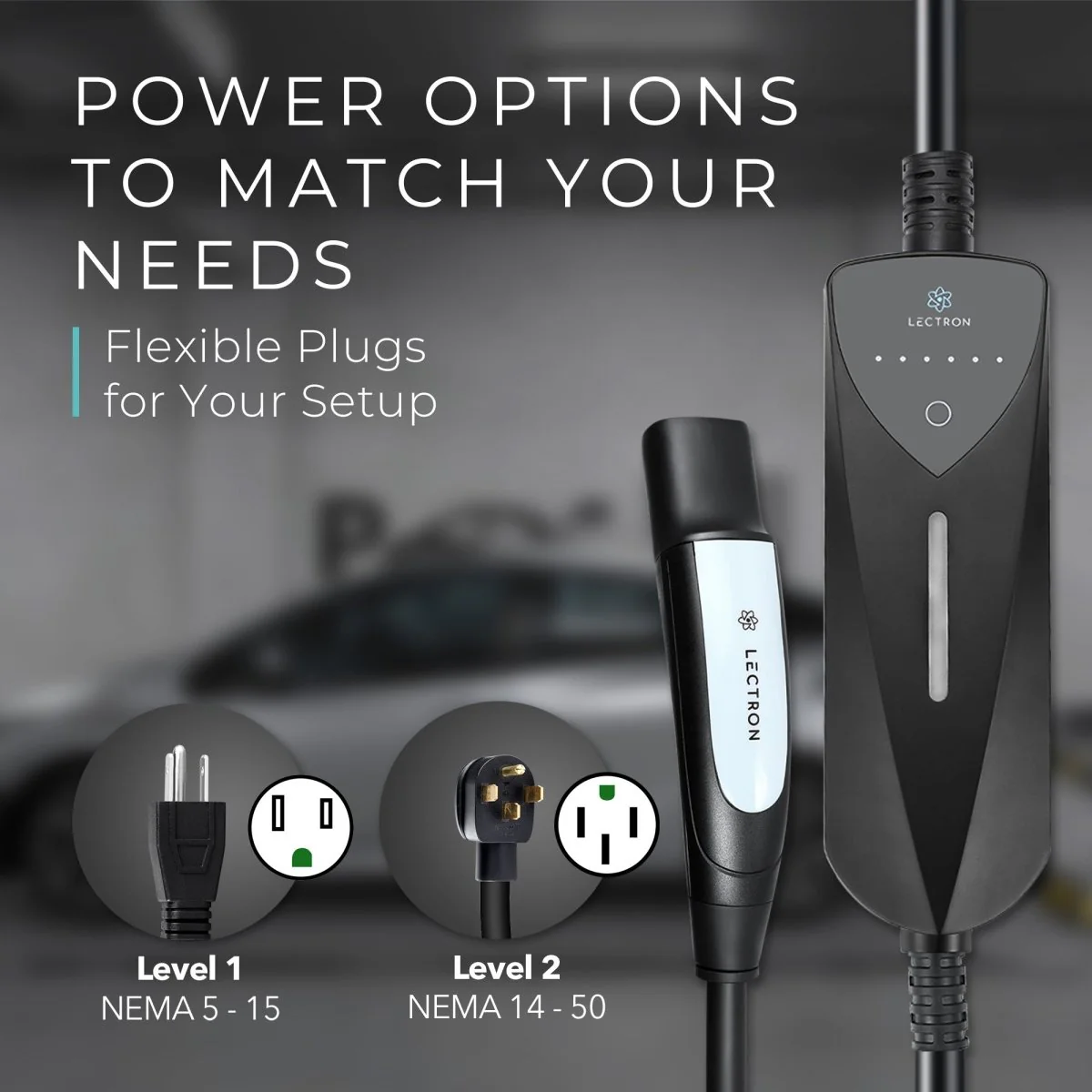 Lectron Portable Level 1 & 2 Adjustable Current Tesla NACS EV Charger + CCS to Tesla (NACS) EV Adapter (500A / 1000V) Bundle - Image 2