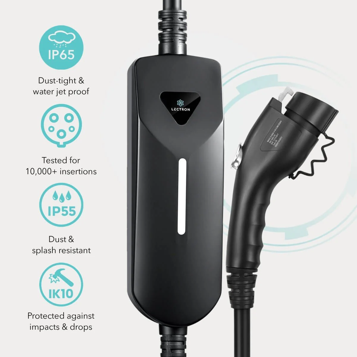 Lectron Portable Level 1 & 2 J1772 EV Charger + Tesla to J1772 EV Adapter Bundle | 120V & 240V | 12 & 40 Amp | NEMA 5-15 & 14-50 - Image 5