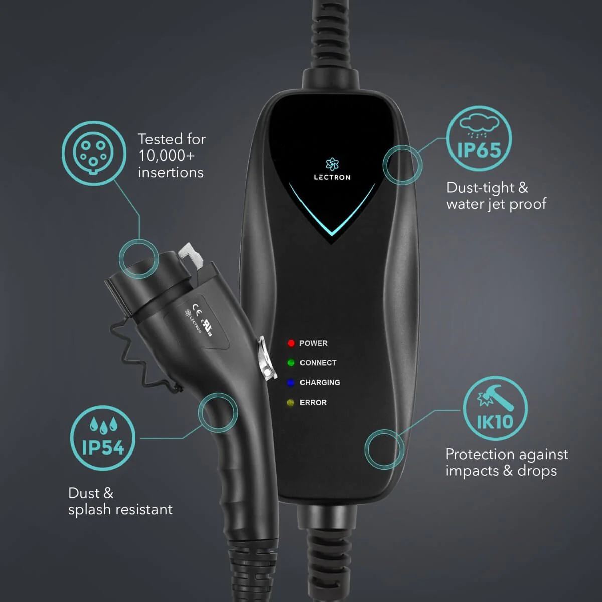 Lectron Portable Level 1 J1772 EV Charger + Tesla Supercharger (NACS) to CCS Adapter Bundle (Charger: 15A / 110V / NEMA 5-15 | Adapter: 500A / 1000V) - Image 3