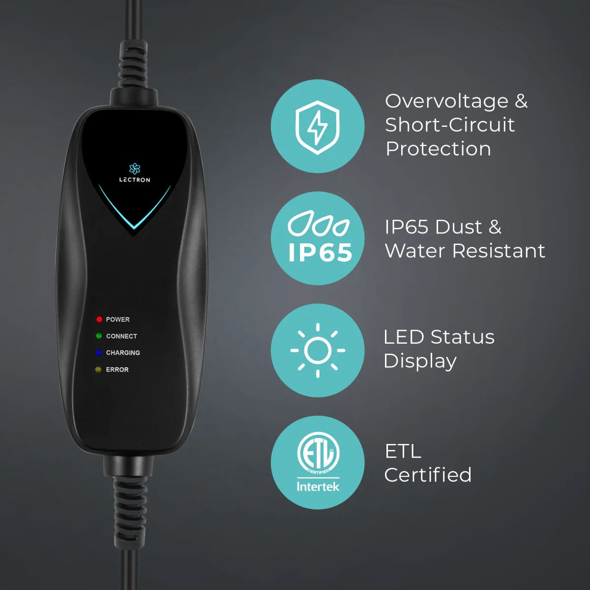 Lectron Portable Level 1 J1772 EV Charger + 80A Tesla to J1772 EV Adapter Bundle | 120V | 15 Amp | NEMA 5-15 - Image 2