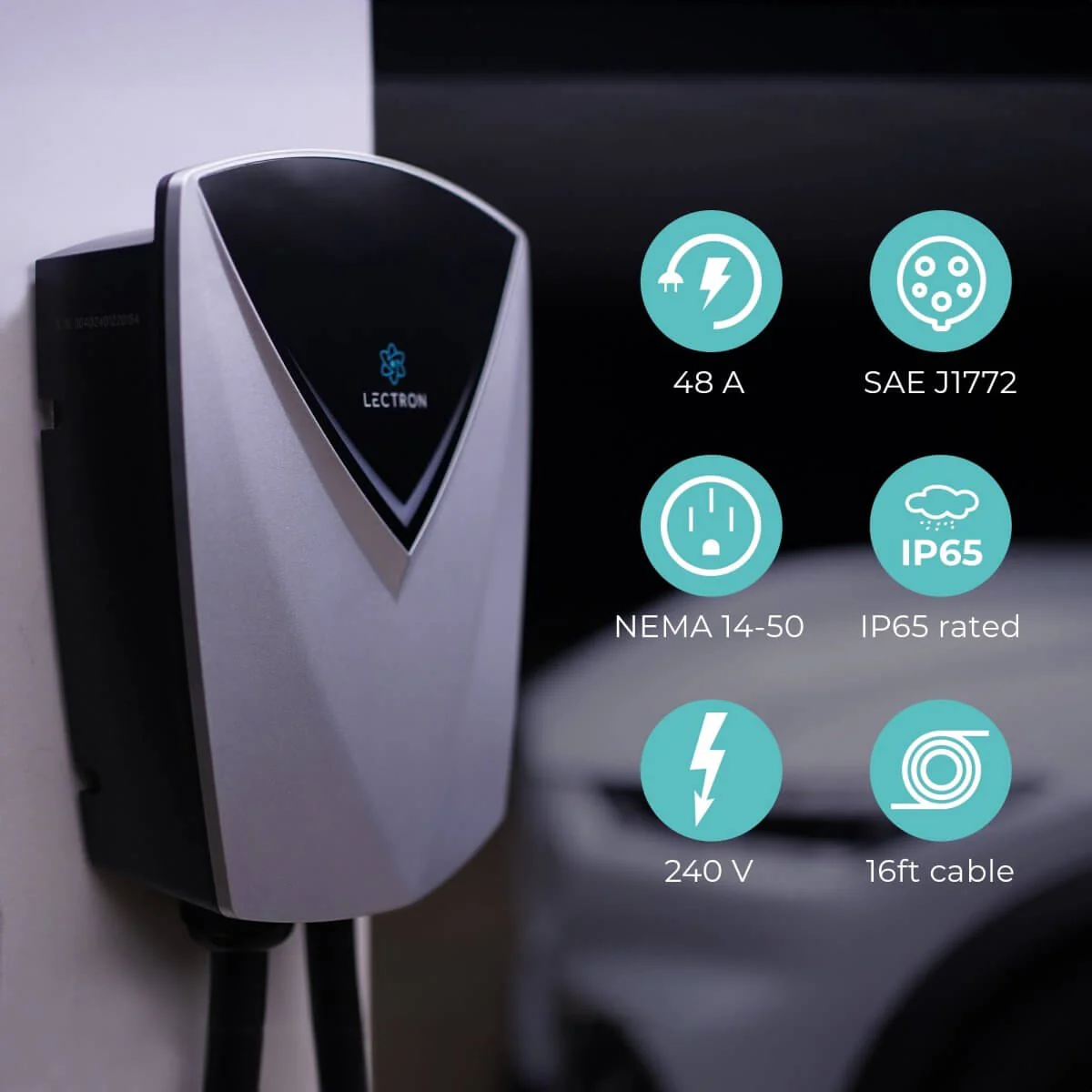 Lectron Tesla to J1772 Adapter (48A / Black) + Level 2 J1772 V-BOX Pro (48A / 240V / NEMA 14-50) WiFi App Version Bundle - Image 9